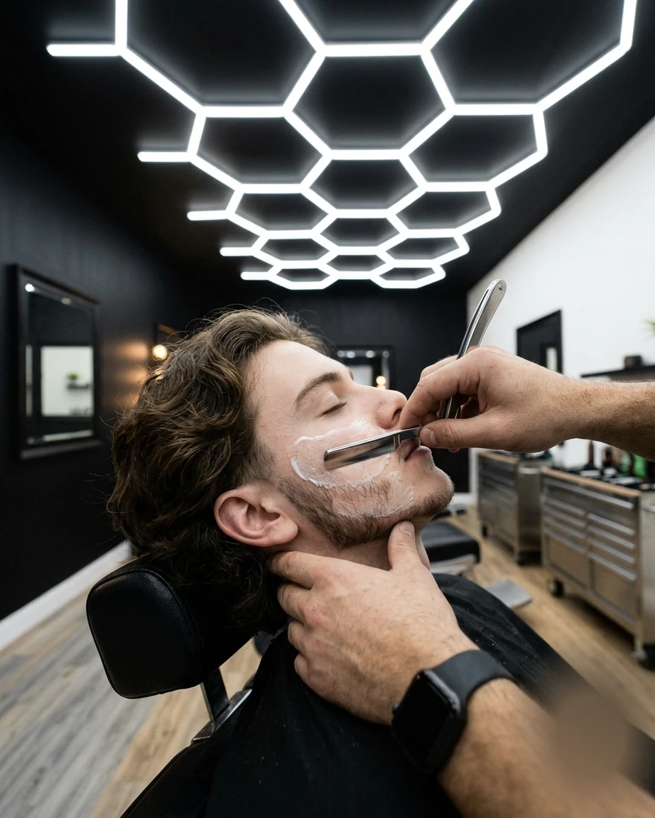 Rifinitura barba con rasoio da Distretto Barba