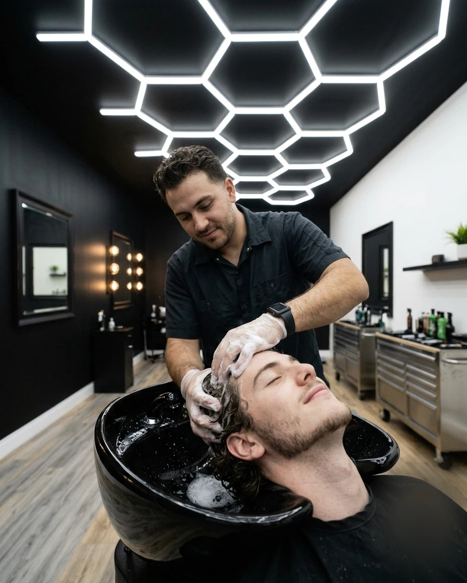 Lavaggio e shampoo alla poltrona da Distretto Barba